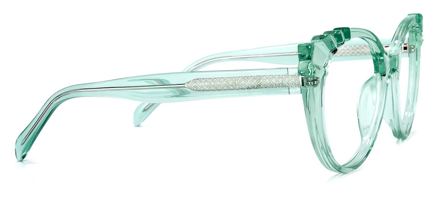 Weston Grün Klar Cateye Brille3