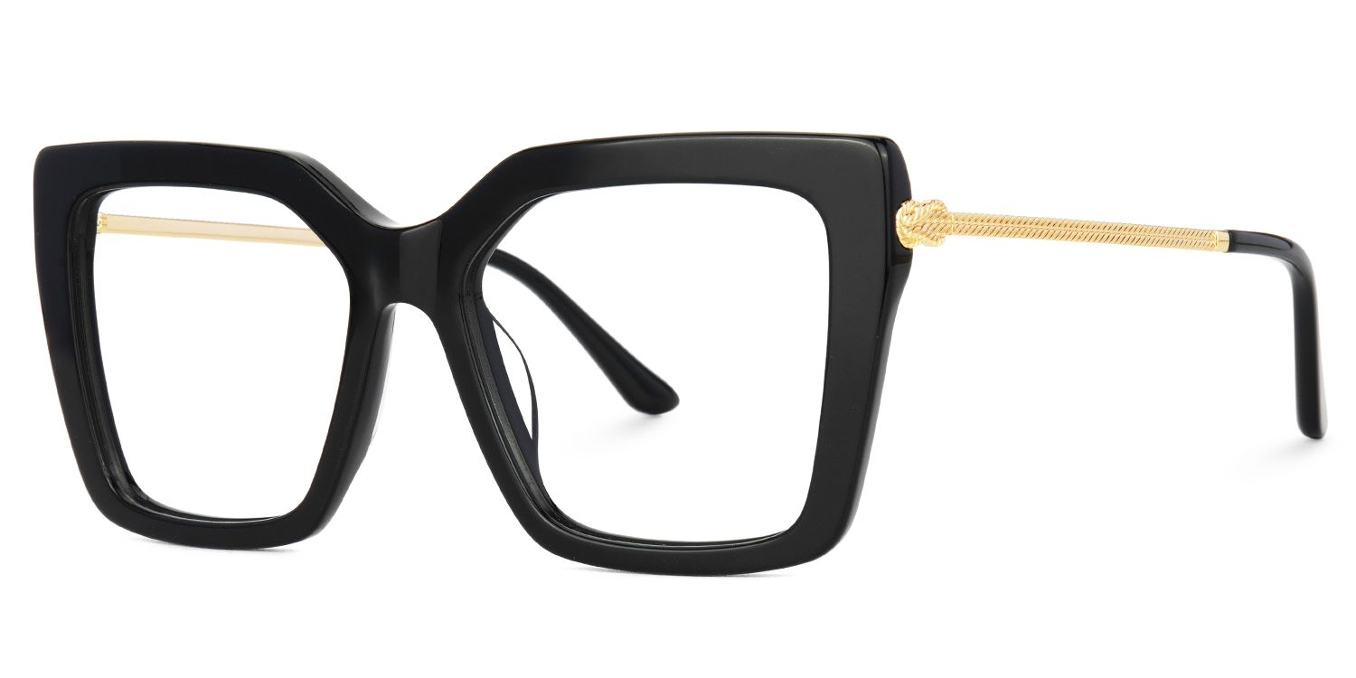 Flora Schwarz Quadratisch Brille2
