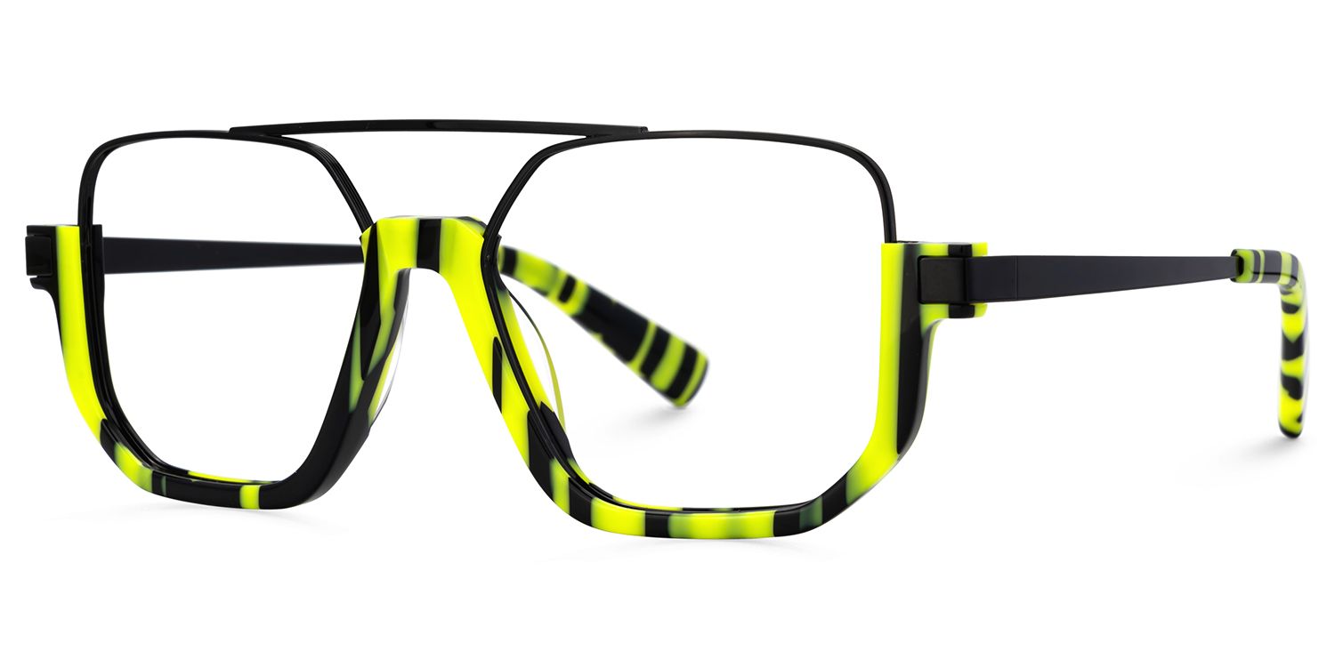 Oromiya Schwarz-Grün Pilot Gemischte-Materialien Brille1