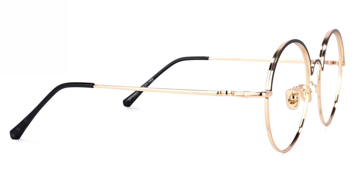 Beverly Schwarz-Gold Rund Brille3
