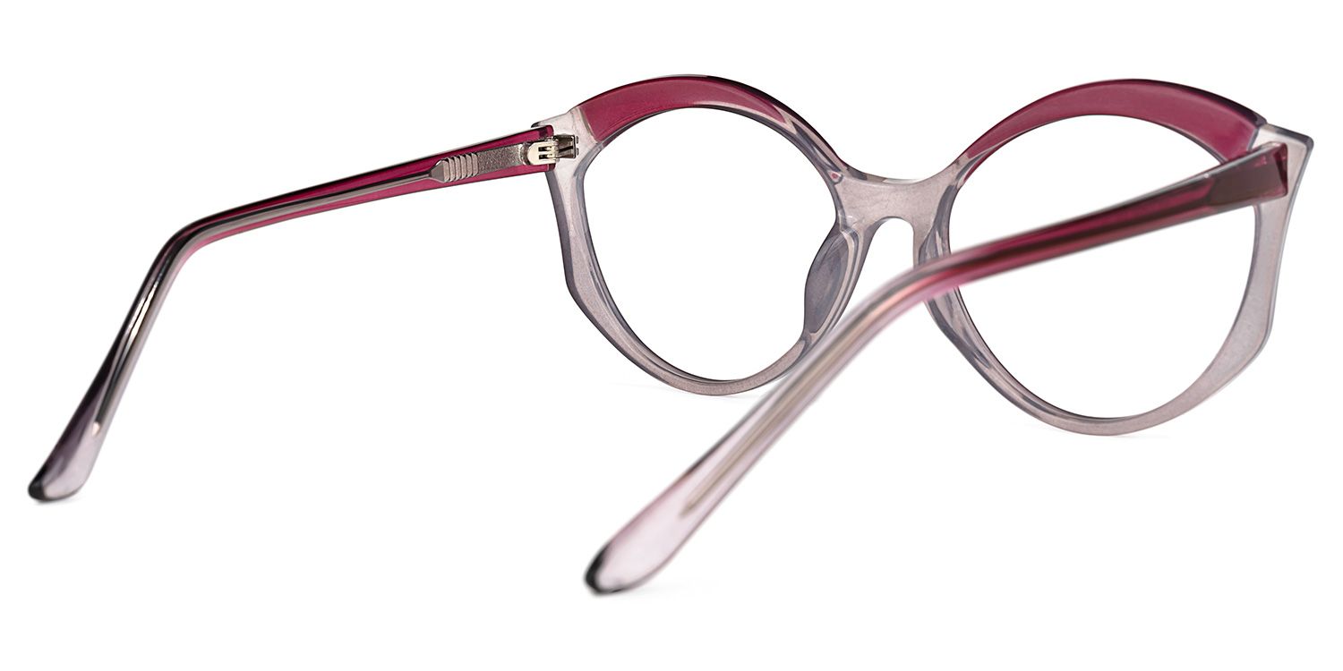 Casondra Rot-Grau Klar Cateye Brille3