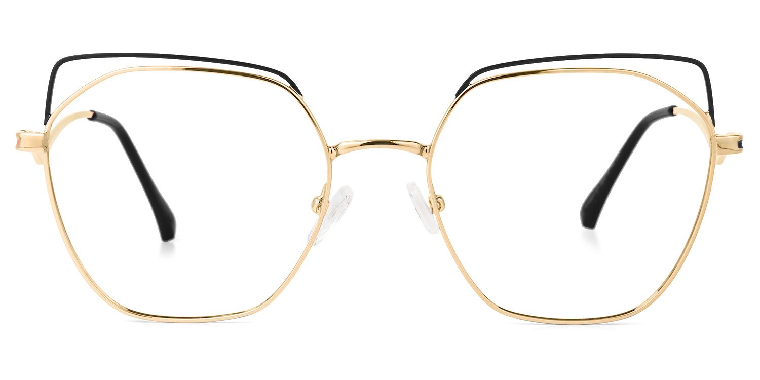 Yilia Schwarz-Gold Geometrisch Brille0