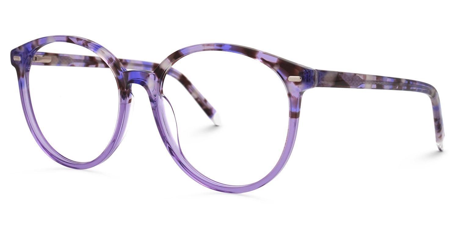 Eason Blumendruck-Lila Rund Brille1