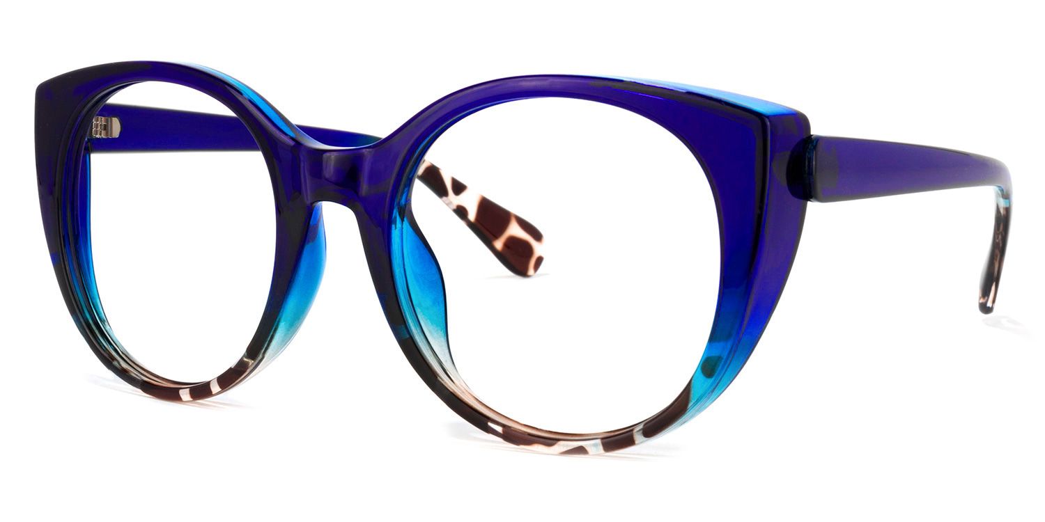 Tiesha Blau Klar Cateye Brille1