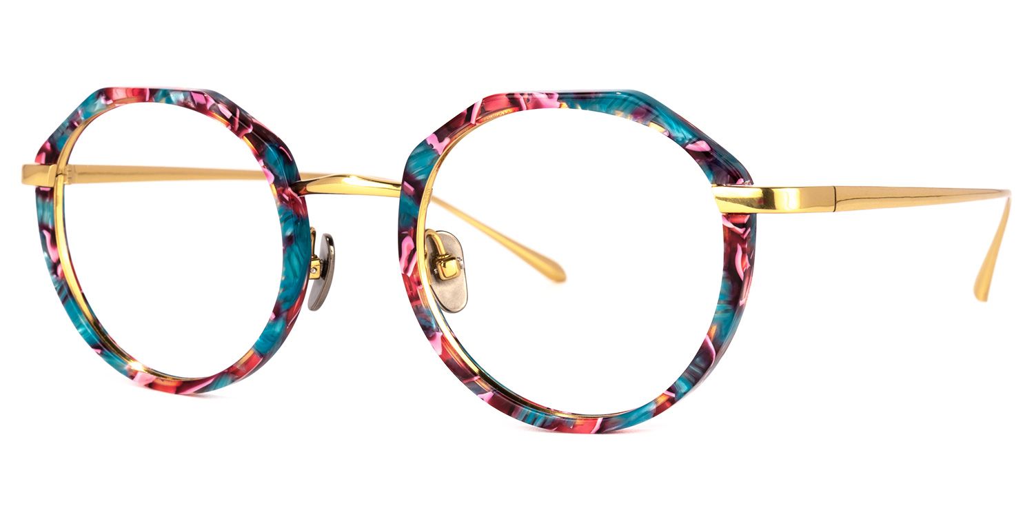 Erin Blaue Blumenmuster Geometrische Brille1