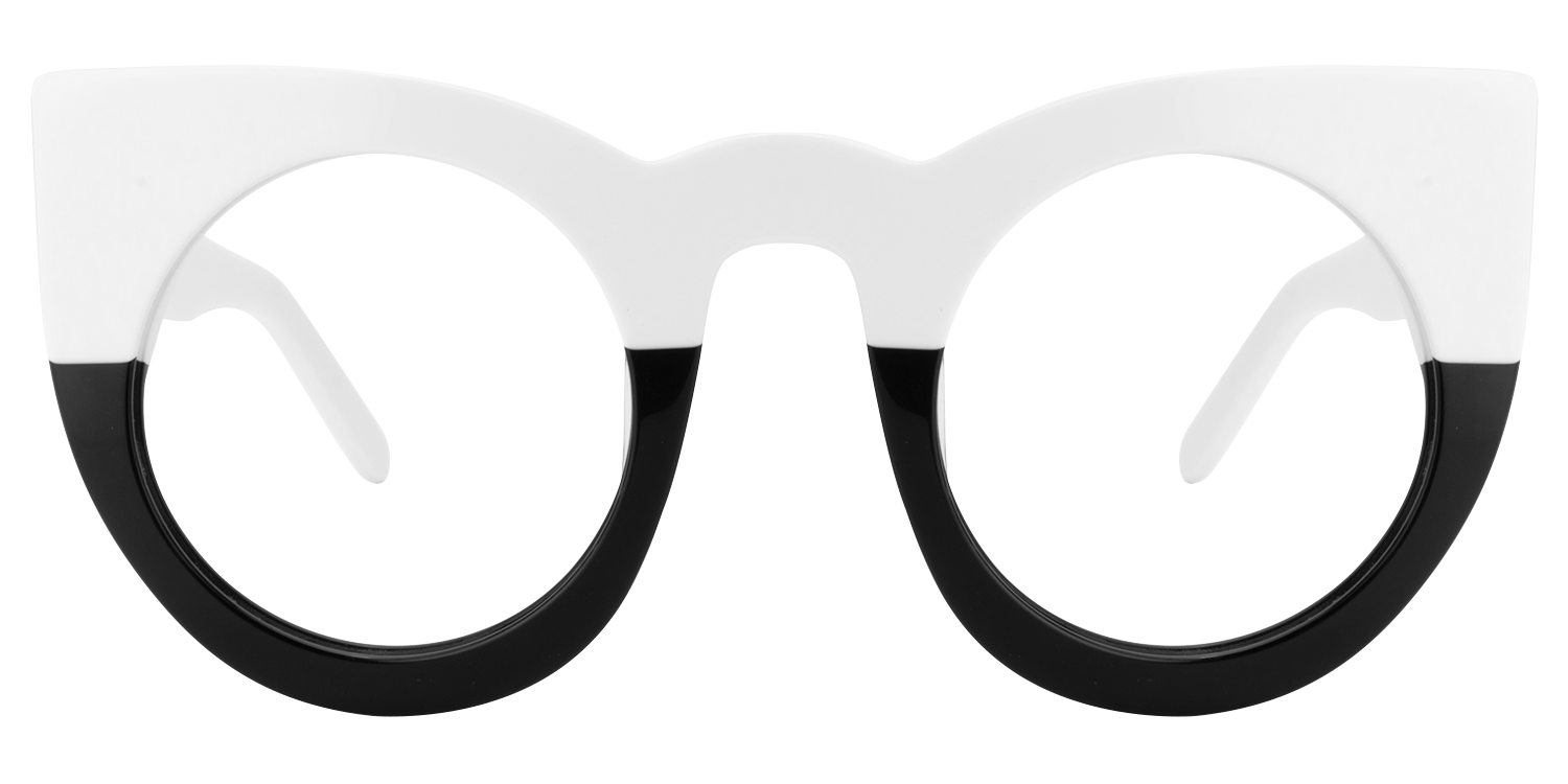 Ophelia Schwarz-Weiß Cat Eye Brille0