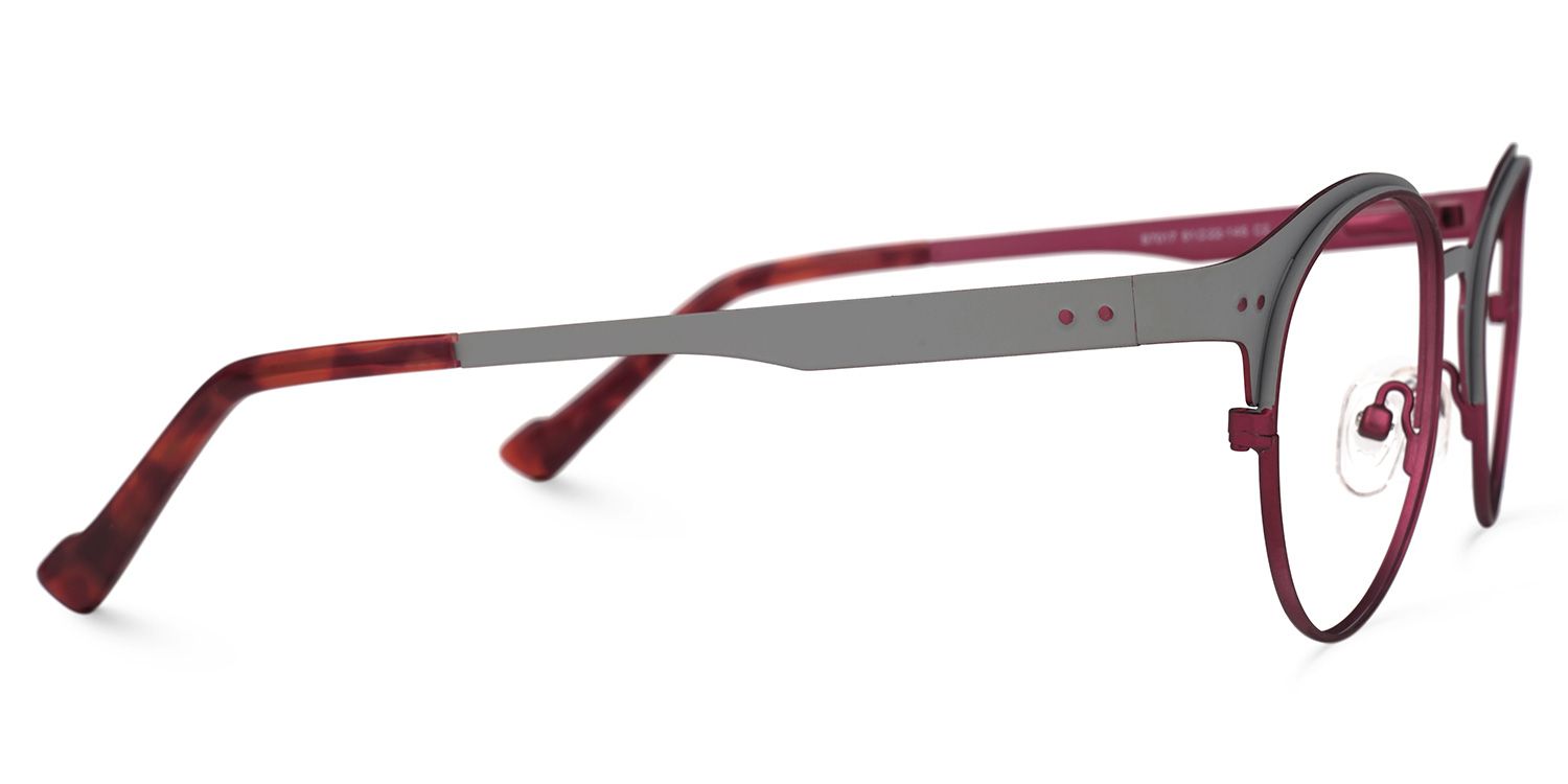 Aimee Rot-Grau Rund Brille3