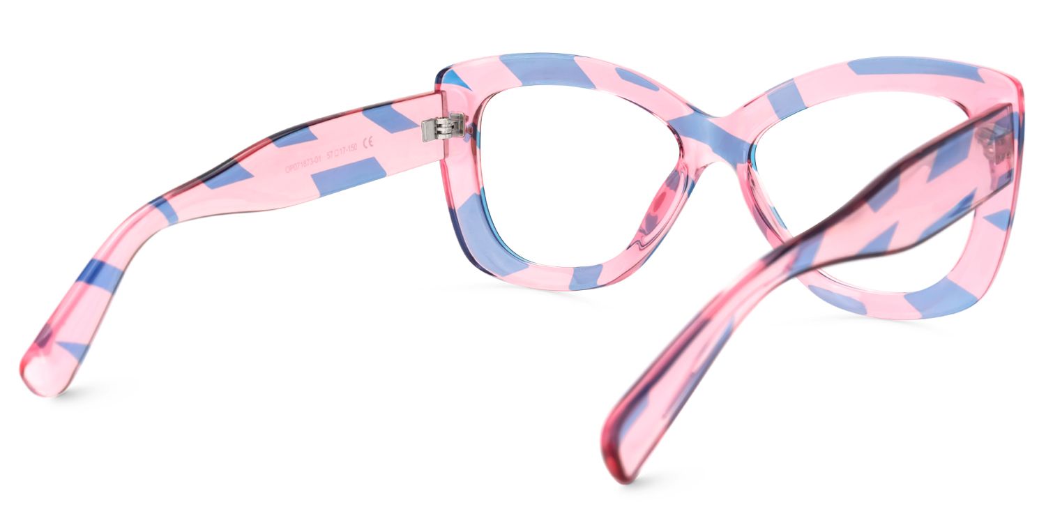 Xanthus Blau Rosa Schmetterling-Form Brille3