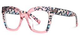 Malcolm Rosa-Leopard Quadratisch Brille3