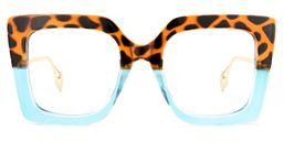 Qatar Blaue Tortoise Quadratische Brille0