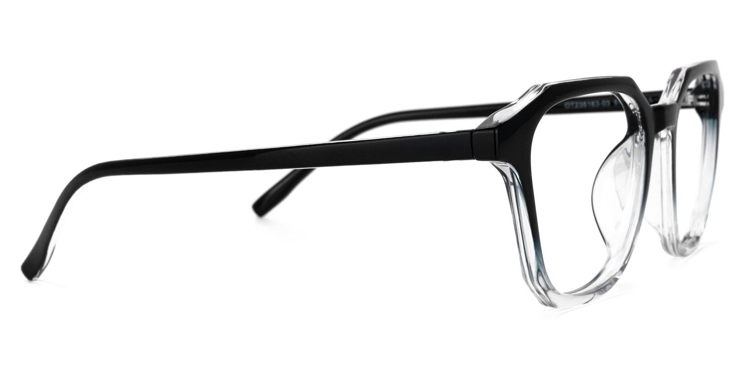 Preston Schwarz Klar Quadratisch Brille3