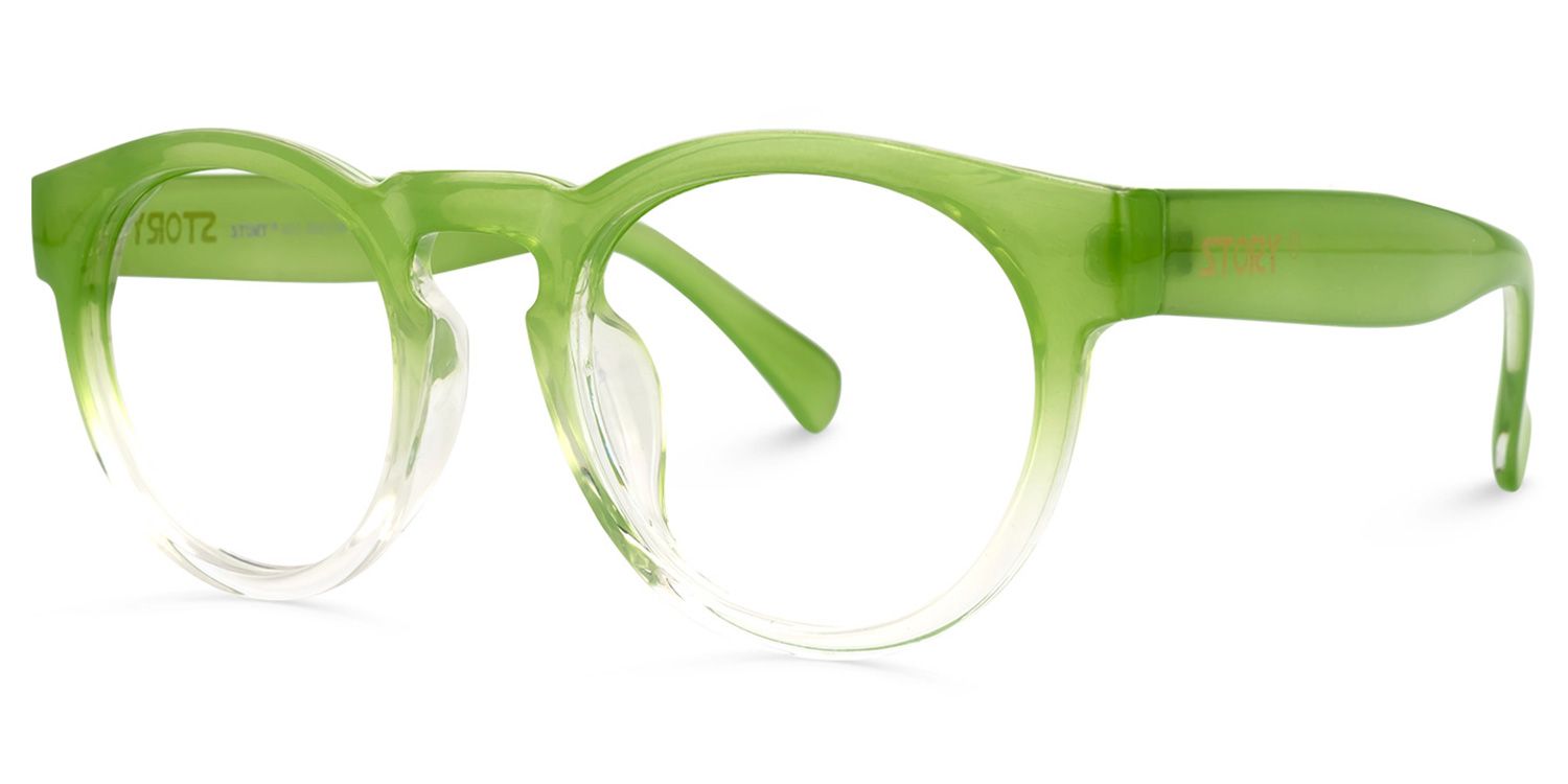 Fanny Grün Klar Rund Brille1