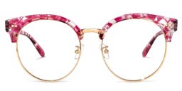 Tatiana Blumenmuster Rot Browline Rund Brille0