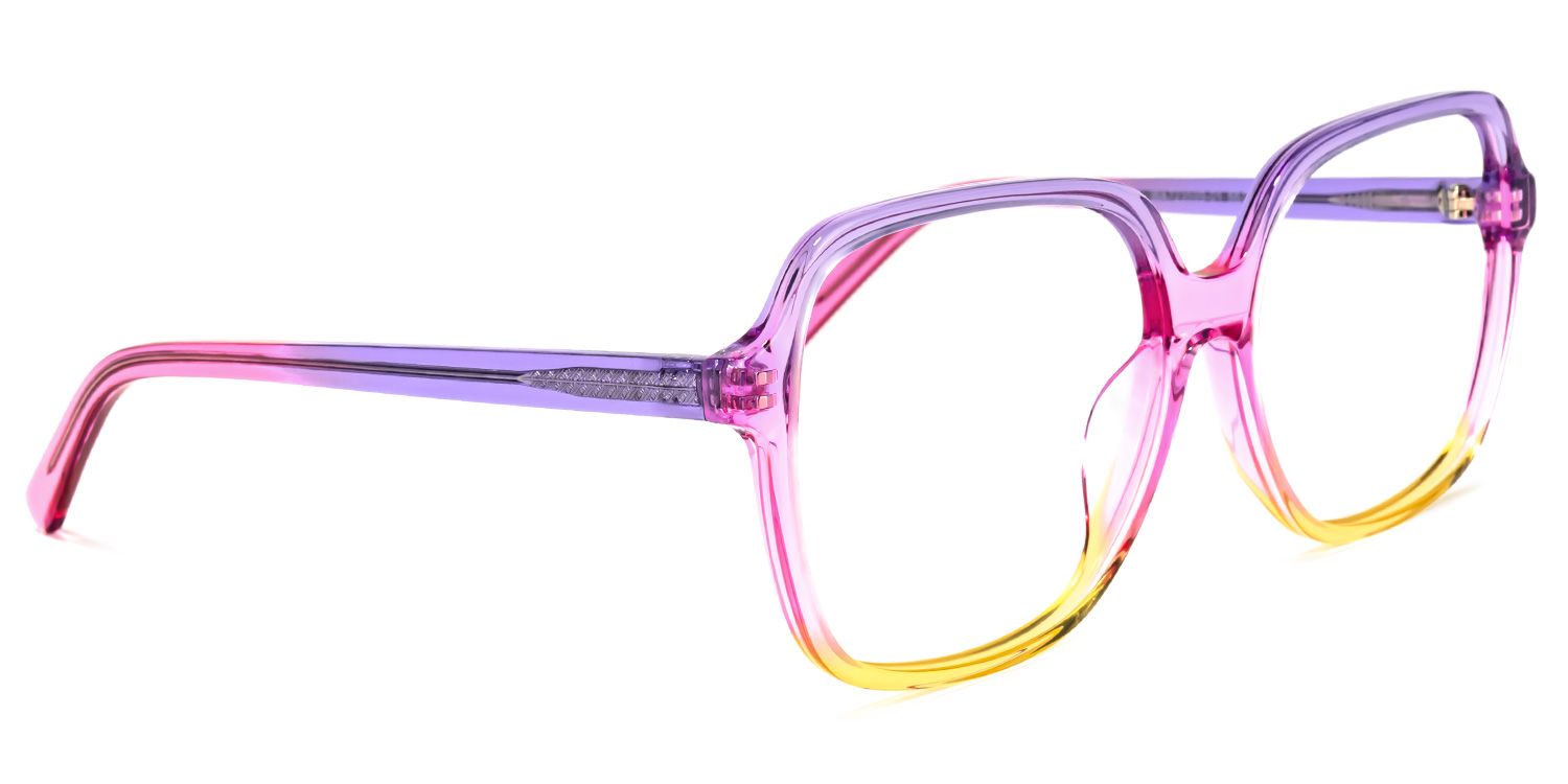 Lollipop Lila Gelb Quadratische Brille2
