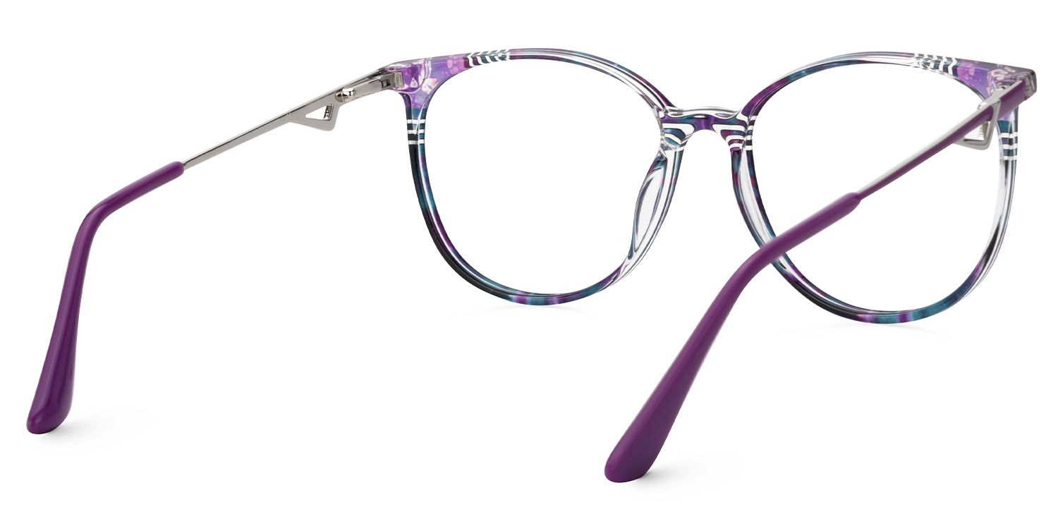 Babbage Blumendruck-Lila Rund Brille4